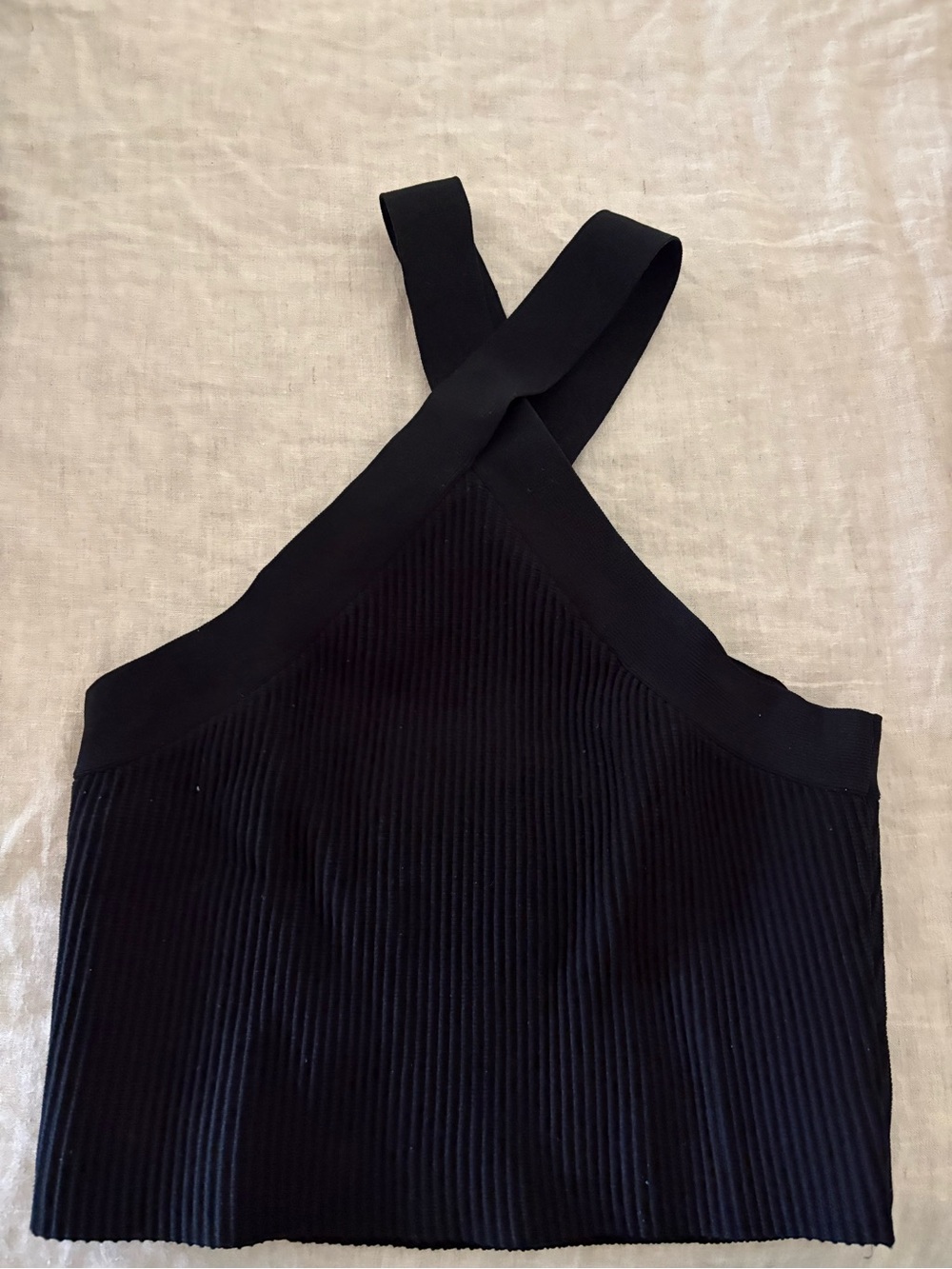 Forever 21 Black Ribbed Crossback Crop Top